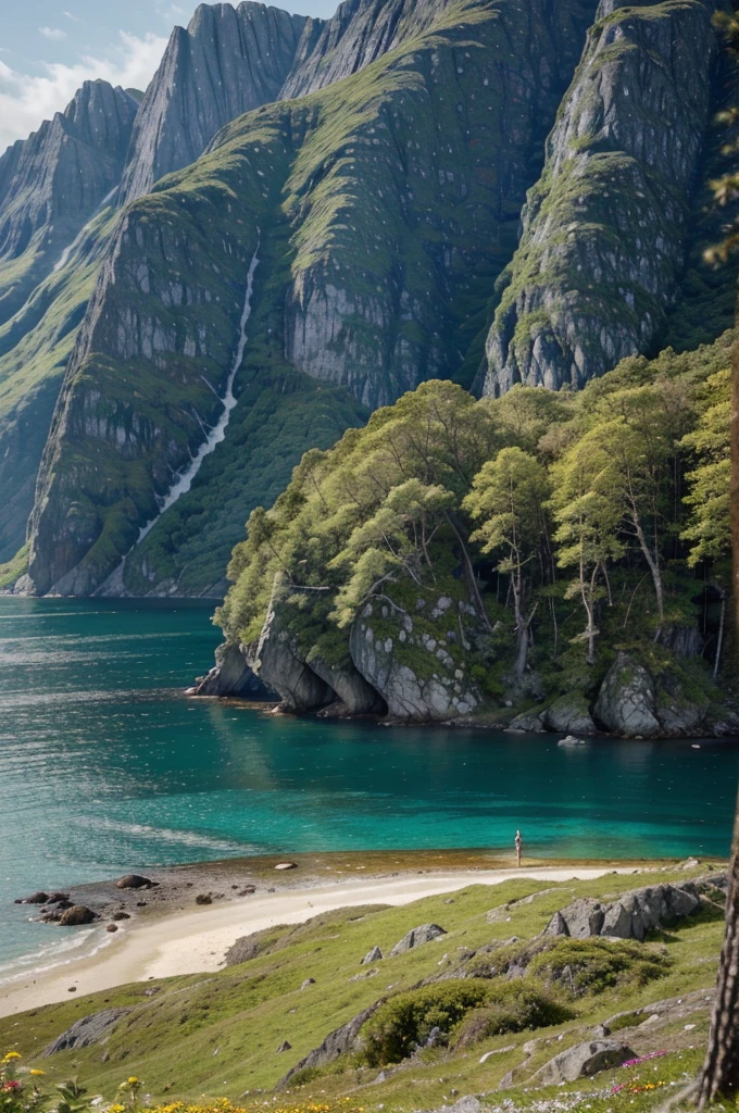best quality,4k,8k,highres,masterpiece:1.2,ultra-detailed,realistic:1.37,landscape,Mount Segla on island of Senja,Norway,glorious mountain,pristine island,majestic peaks,dramatic cliffs,emerald green forests,crystal-clear fjords,serene atmosphere,colorful wildflowers,unique geological formations,breathtaking views,secluded paradise,misty mornings and golden sunsets,vibrant colors,sublime natural beauty,soft sunlight filtering through the trees,peaceful tranquility,harmony of land and sea,heavenly abode for adventurers and nature lovers,unspoiled wilderness,rich biodiversity,undaunted spirit of nature.