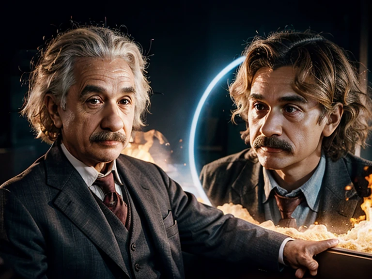 Albert Einstein in animated version and in backgrounds=mc2