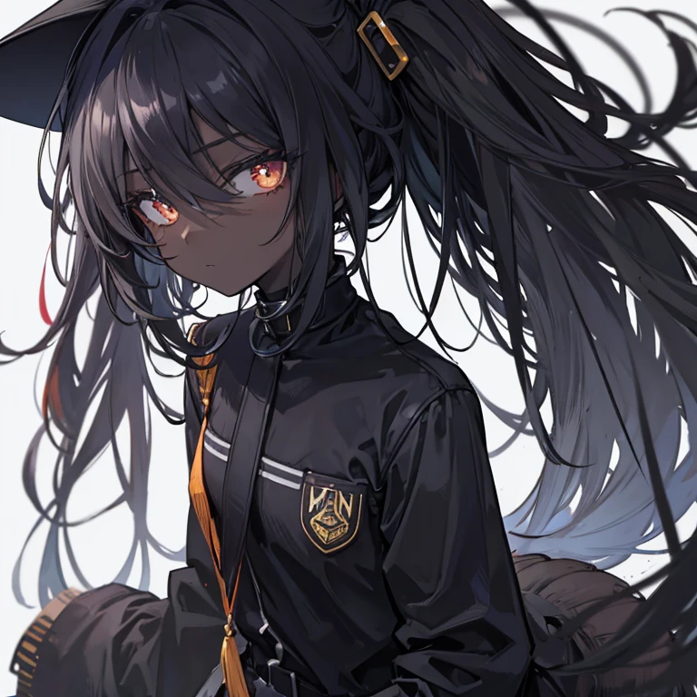 Black as a person. (Dark African American skin and hair)