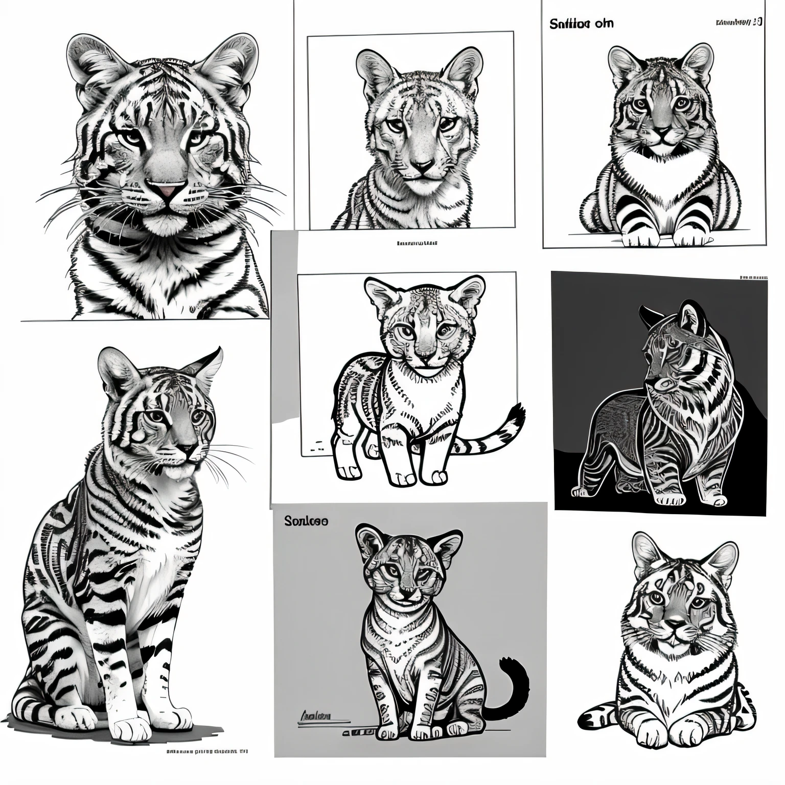 Sketches of Animals for colouring ebooks 