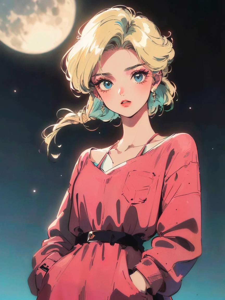 ((((blond haired girl with blue eyes y a red top, Marinero de la luna!!!!!!!!, Marinero de la luna style, retro anime girl , Marinero de la luna aesthetic, diosa del anime, anime colores vintage,  in the art style of 80s anime，estilo onda de vapor,estilo anime de los 90,tener el estilo de los retratos populares，retro style posters,moda retro inspirada en chicano，Renacimiento,  Retro Retro Style Inspiration,luz reflejada,Nevado,Cubos de hielo,icely,girasol, fresh y clean appearance，))))(Obra maestra:1.2, mejor calidad,calidad superior,Epic Quality,HD), (detalles intrincados),((inclina la cabeza,hys in pockets,)) 1 dama, solo,minimal makeup, tejidos naturales,Adolescente,menor de edad,young rostro, Cara traviesa,((rico fondo,))  ((((Al fondo hay un espejo de cobre con sombra.,))))pelo azul menta,{pelo largo|Cabello claramente visible|curvado natural|gran ahogo|trenzas gemelas},claro, franja, franja na testa,incredibly_alumnos absurdos,falda plegada, (((Saggy breasts))), rostro madura, detailed rostro, ((ultra detallado,  hermoso)), (Geometric:1.2),)),  ((hombros descubiertos,volantes,mangas transparentes,vestido formal rosa oscuro, vestido holgado,cinta del muslo,medias,))trazado de rayos,dios iluminando,dios rayo)),((extremadamente_detallado_Eyes_y_rostro)),(Beautiful y aesthetic: 1.2),brillante,Unbelievable ridiculous quality,)),((extremadamente_detallado_Eyes_y_rostro)),(Beautiful y aesthetic: 1.2),brillante，Ultra-precise representation, Ultra-detailed rendering,bokeh (DISPARO DE 85MM)，