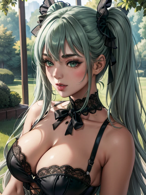 (One Girl),Gothic,Twin tails,Gray Hair, organza lace,Gorgeous and elaborate costumes,Gothic, Flight, green, (colorful), bold, Gradient Blend, Motion Blur, Sparkling Texture, moving composition, Atmospheric perspective, Impressionism, , (masterpiece), (highest quality), wonderful, (Beautiful details), (In detail), Written boundary depth, Extremely detailed CG, original, Highly detailed wallpaper, (Vibrant colors), Cinema Lighting,  (colorful), blush,