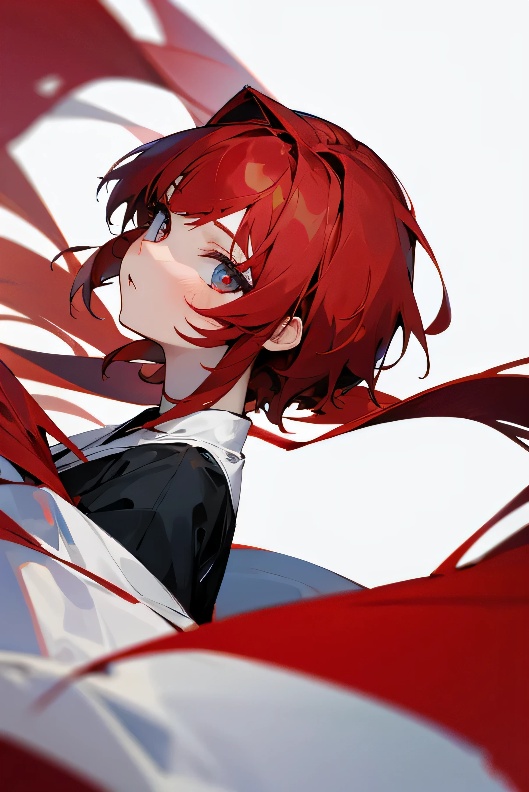 red hair on white background