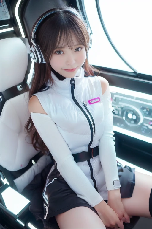 ((NSFW: 1.4)), (acrobatic pose):10,((Detailed face, Professional photography)), ((NSFW, zettai ryouiki, 1 girl)), Ultra-high resolution, (Realistic: 1.4), RAW Photos, highest quality, (PhotoRealistic Stick), concentrated, Soft Light, ((30 years old)), ((Japanese)), (( (Young Face))), (surface), (Depth of written boundary), masterpiece, (Realistic),(inside ISS):3, woman, ,astrovest:2,headphone:2,smartwatch,,bangs, ((1 girl)),(black sleeves):2,(black tights):2,inside spacestation,inside spacecraft,,zero gravity,smile,open leg,blush:1.5,hidden hands,neotech