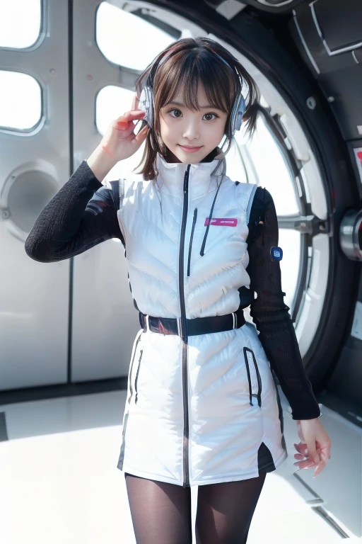 ((NSFW: 1.4)), (acrobatic pose):10,((Detailed face, Professional photography)), ((NSFW, zettai ryouiki, 1 girl)), Ultra-high resolution, (Realistic: 1.4), RAW Photos, highest quality, (PhotoRealistic Stick), concentrated, Soft Light, ((30 years old)), ((Japanese)), (( (Young Face))), (surface), (Depth of written boundary), masterpiece, (Realistic),(inside ISS):3, woman, ,astrovest:2,headphone:2,smartwatch,,bangs, ((1 girl)),(black sleeves):2,(black tights):2,inside spacestation,inside spacecraft,,zero gravity,smile,open leg,blush:1.5,hidden hands,neotech