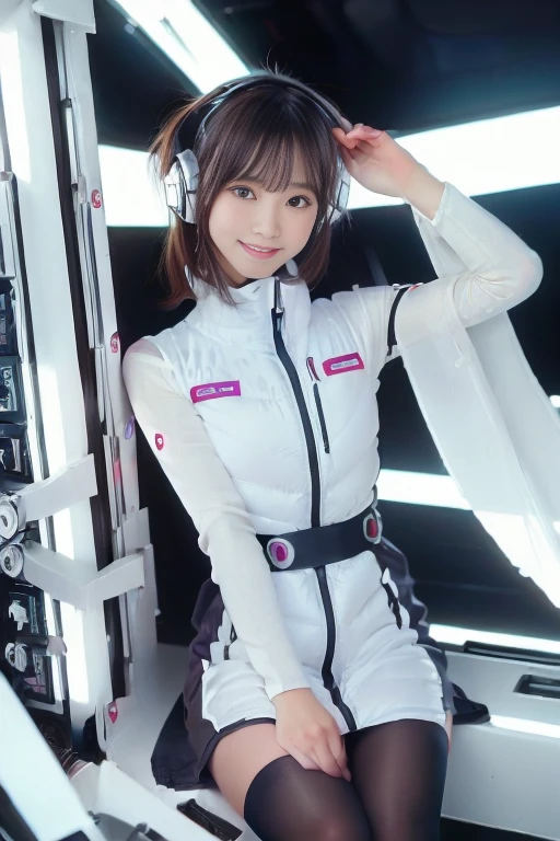 ((NSFW: 1.4)), (acrobatic pose):10,((Detailed face, Professional photography)), ((NSFW, zettai ryouiki, 1 girl)), Ultra-high resolution, (Realistic: 1.4), RAW Photos, highest quality, (PhotoRealistic Stick), concentrated, Soft Light, ((30 years old)), ((Japanese)), (( (Young Face))), (surface), (Depth of written boundary), masterpiece, (Realistic),(inside ISS):3, woman, ,astrovest:2,headphone:2,smartwatch,,bangs, ((1 girl)),(black sleeves):2,(black tights):2,inside spacestation,inside spacecraft,,zero gravity,smile,open leg,blush:1.5,hidden hands,neotech
