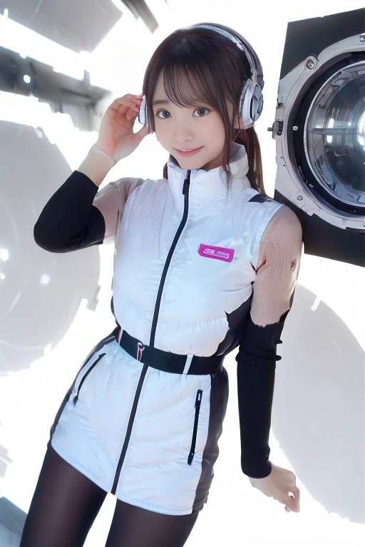 ((NSFW: 1.4)), (acrobatic pose):10,((Detailed face, Professional photography)), ((NSFW, zettai ryouiki, 1 girl)), Ultra-high resolution, (Realistic: 1.4), RAW Photos, highest quality, (PhotoRealistic Stick), concentrated, Soft Light, ((30 years old)), ((Japanese)), (( (Young Face))), (surface), (Depth of written boundary), masterpiece, (Realistic),(inside ISS):3, woman, ,astrovest:2,headphone:2,smartwatch,,bangs, ((1 girl)),(black sleeves):2,(black tights):2,inside spacestation,inside spacecraft,,zero gravity,smile,open leg,blush:1.5,hidden hands,neotech