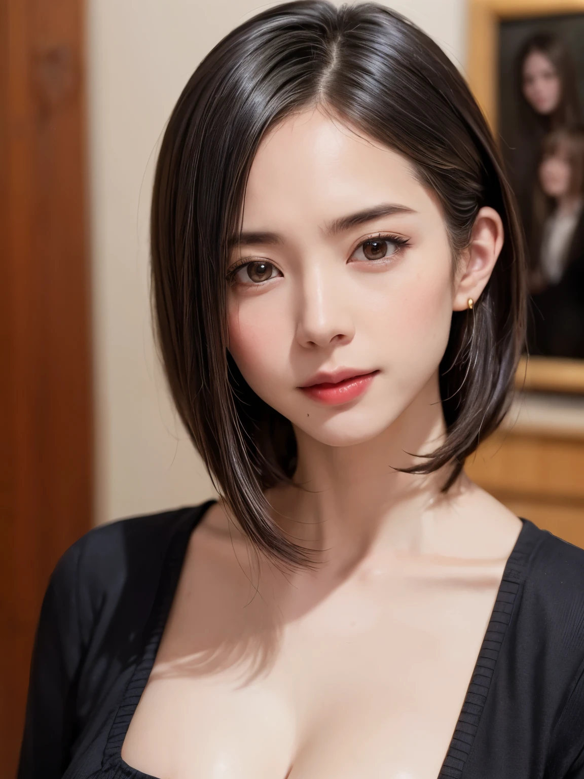 (software:1.8、masterpiece, highest quality),1 girl, alone, hyper Realistic, Realistic,Realistic, Looking at the audience, Light brown eyes:1.4,Brunette Short Bob Hair with highly detailed shiny hair, Brightly colored winter clothes, Lepangas:1.4), Outdoor, Mouth closed, Upper Body、big chest eye、eyelash、{Hugeな|big chest|Hugeなな|Mega} whole :2, chestの谷間:2、(((big chest eye、Short Bob Hair、Highlights from Students、Looking at the audience、She is very beautiful and cute、Show me your ears、Long neck、smile、Close your mouth and smile、Bangs and beautiful teeth)))、Ideal body type、(Norway covered in snow in winter)、美しいLong neck:1.4、(({Huge|big|Hugeな|Mega} chest, chestの谷間:2、Upper Bodyは何も身に付けていない:2))、(((Portraiture:2)))、Perfect Anatomy、