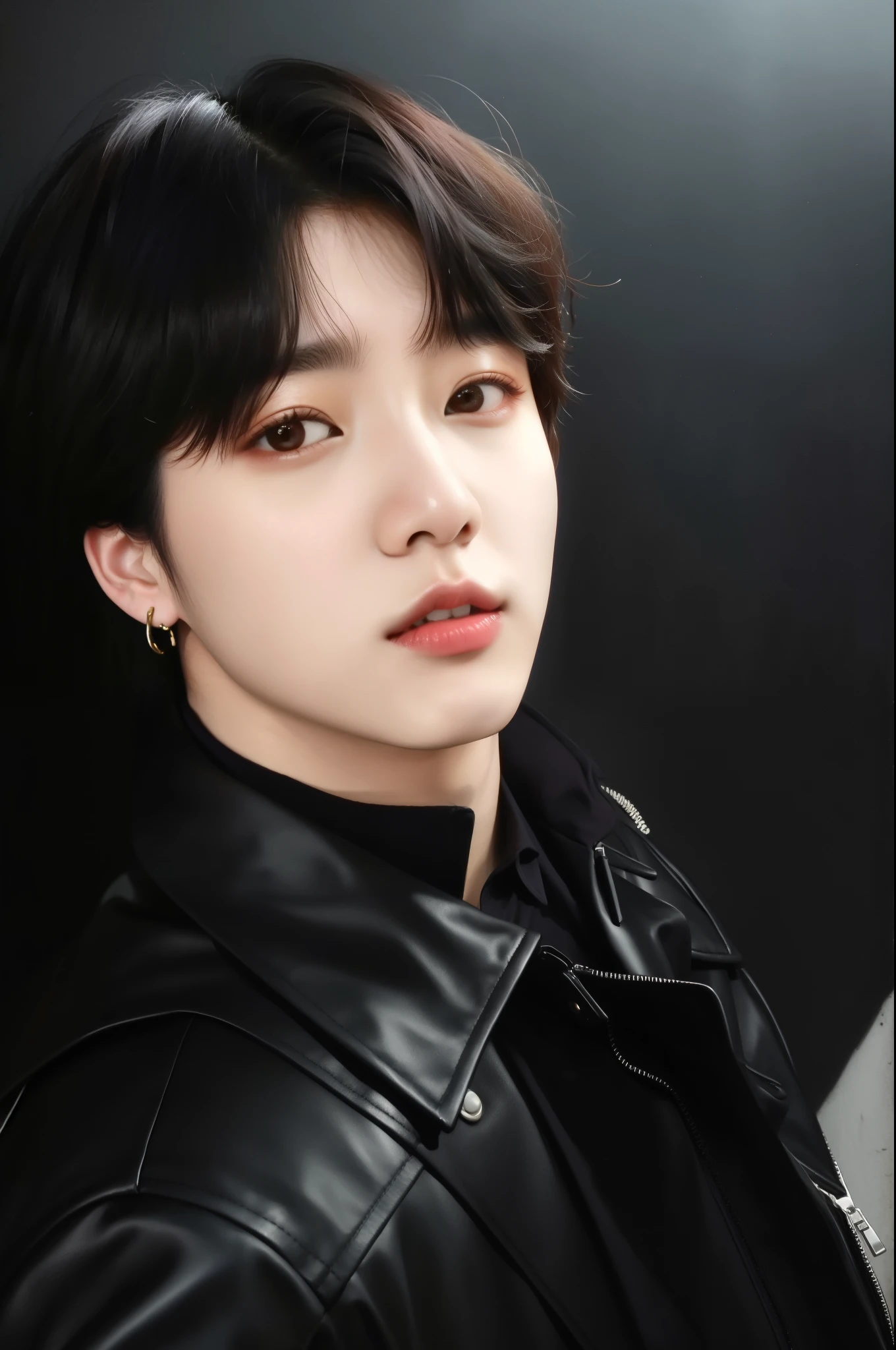 um close up de uma pessoa usando uma jaqueta preta e uma gravata, Jungkook, Yoongi de cabelo preto, Jimin\the full lips, Jimin\the right eyelid is swollen, Jinyoung Shin, park Jimin, hyung tae, Kim Doyoung, adorable and pale korean face, Jimin, Jung Jaehyun, pintar ulzzang, Tae June Kim, Hong junho hyung