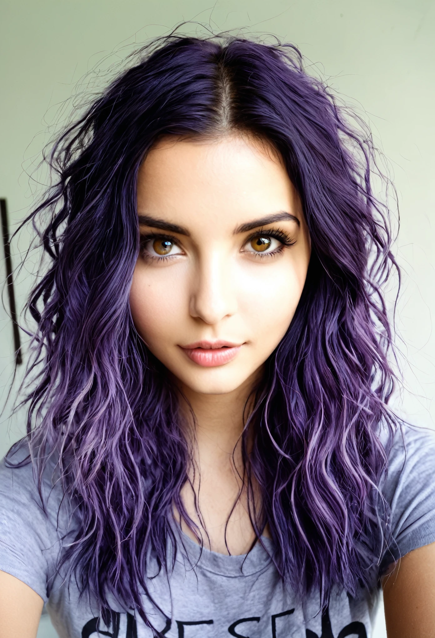 uma mulher morena muito realista, de cabelos grunge, bebendo uma itaipava. A foto tem que ser muito realista