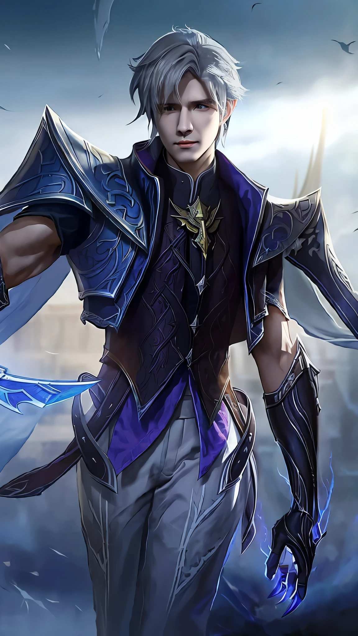 a close up of a person with a sword in a game, xqc, heise jinyao, thancred waters in style of wlop, thancred waters, keqing from genshin impact, portrait of thancred, beautiful androgynous prince, zhongli from genshin impact, son of sparda, zhao yun, inspired by Huang Shen