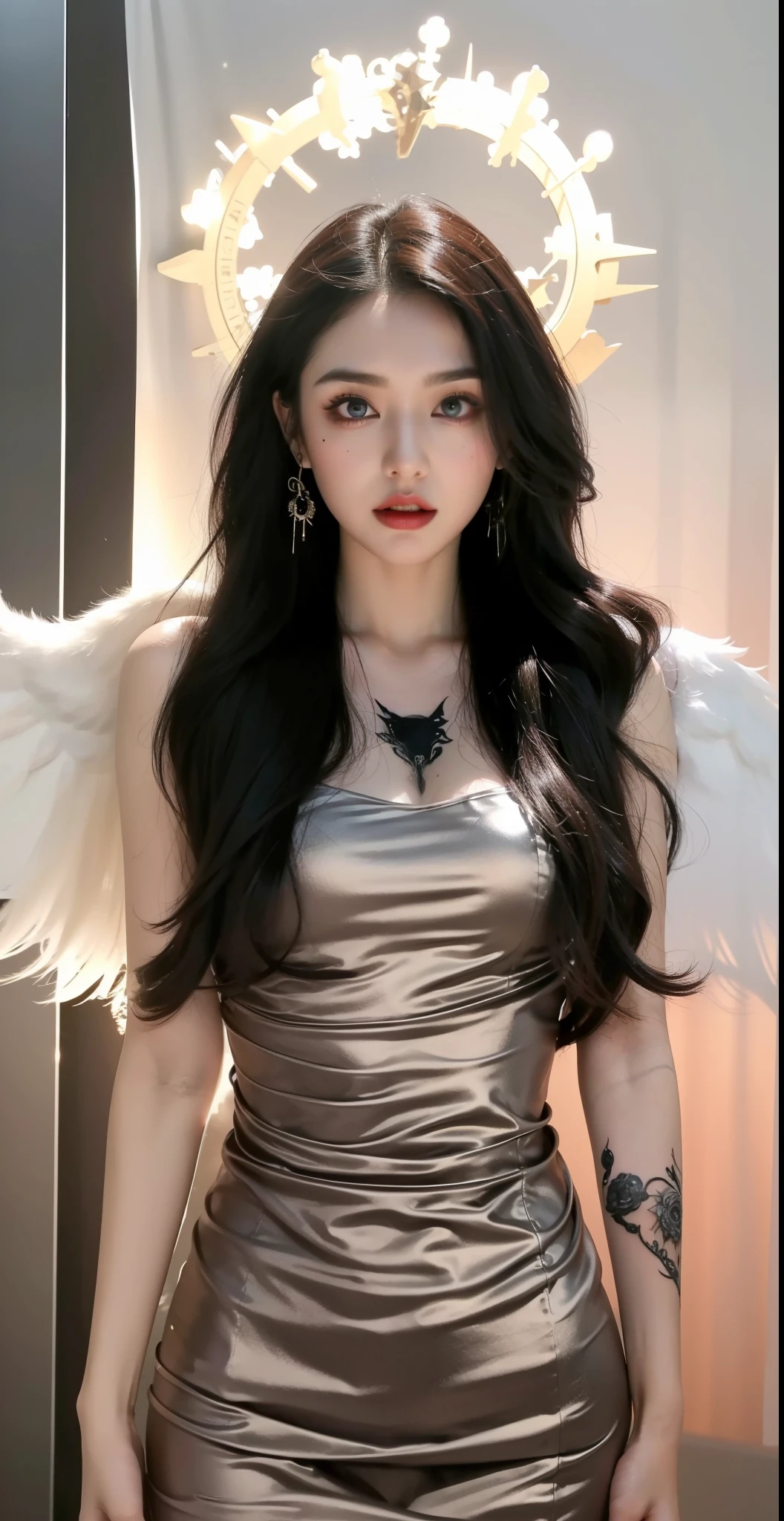 Detailed image quality,pandora witch,wing, Succubus Theme,堕落Angel,Excellent,scary,Secret Terror,Tentacles,With eyes,Uncanny Valley Effect,Blood Moon,skeleton,vampire,Hellfire,Dark Queen,Angel,magician magic witch,16岁Angel,Eyes are blue(Pupils as deep as the starry sky),Gorgeous tattoo designs all over the body,tattoo queen,Gorgeous clothes(Rich in details),8K Ultra HD photos,哥特式vampire女王,