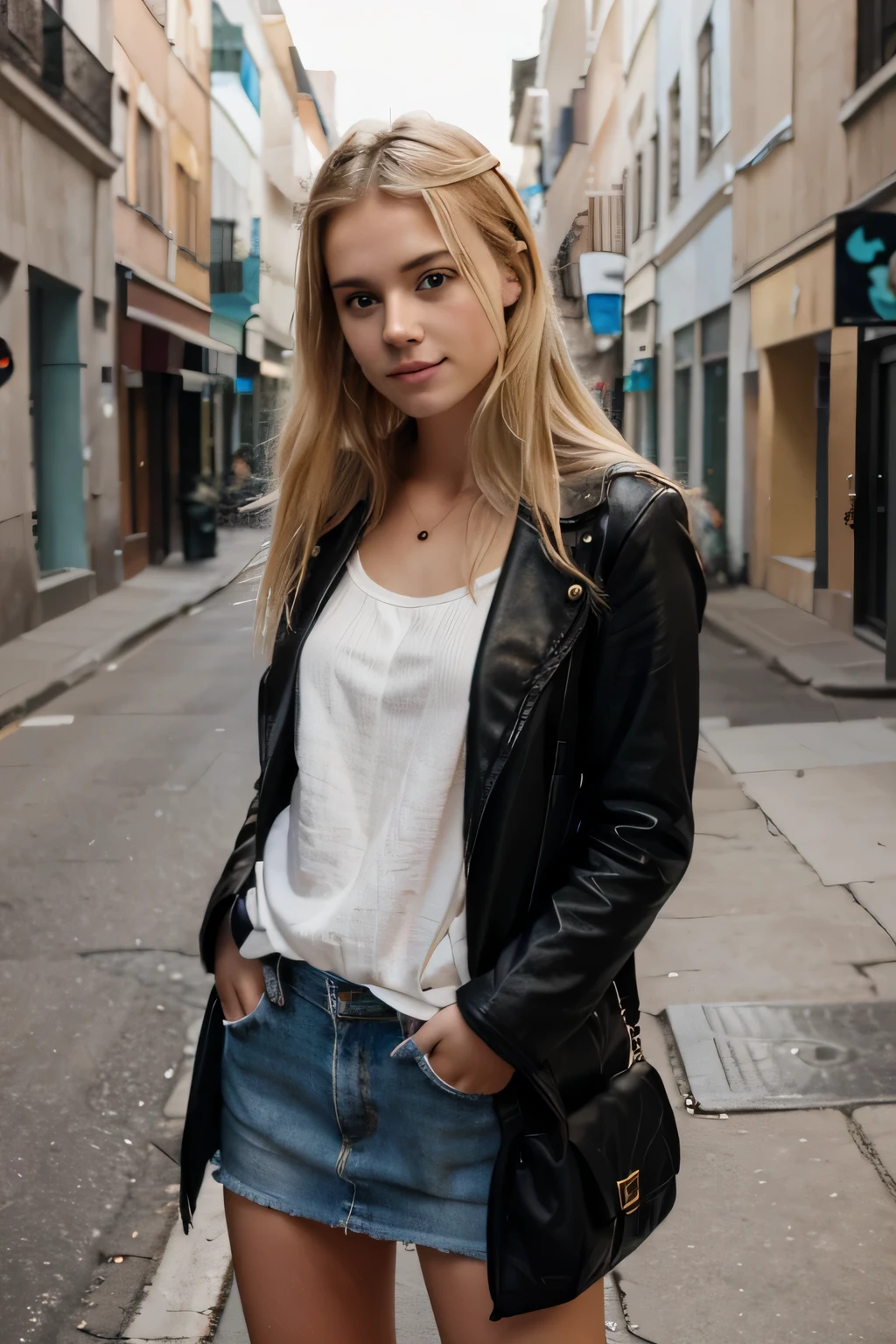 cute blonde girl on the street between 18 to 25 years old