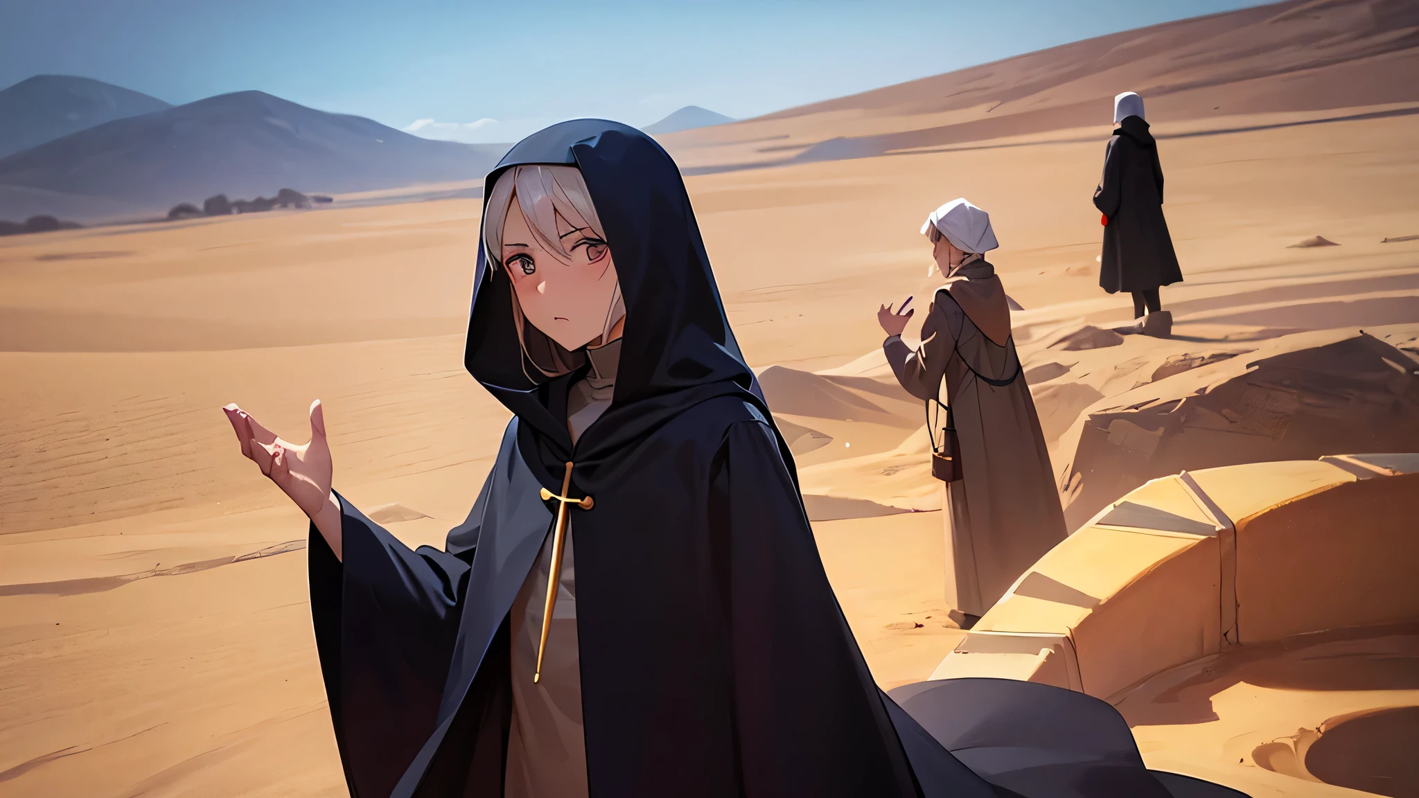desert clergyman women face is hidden
