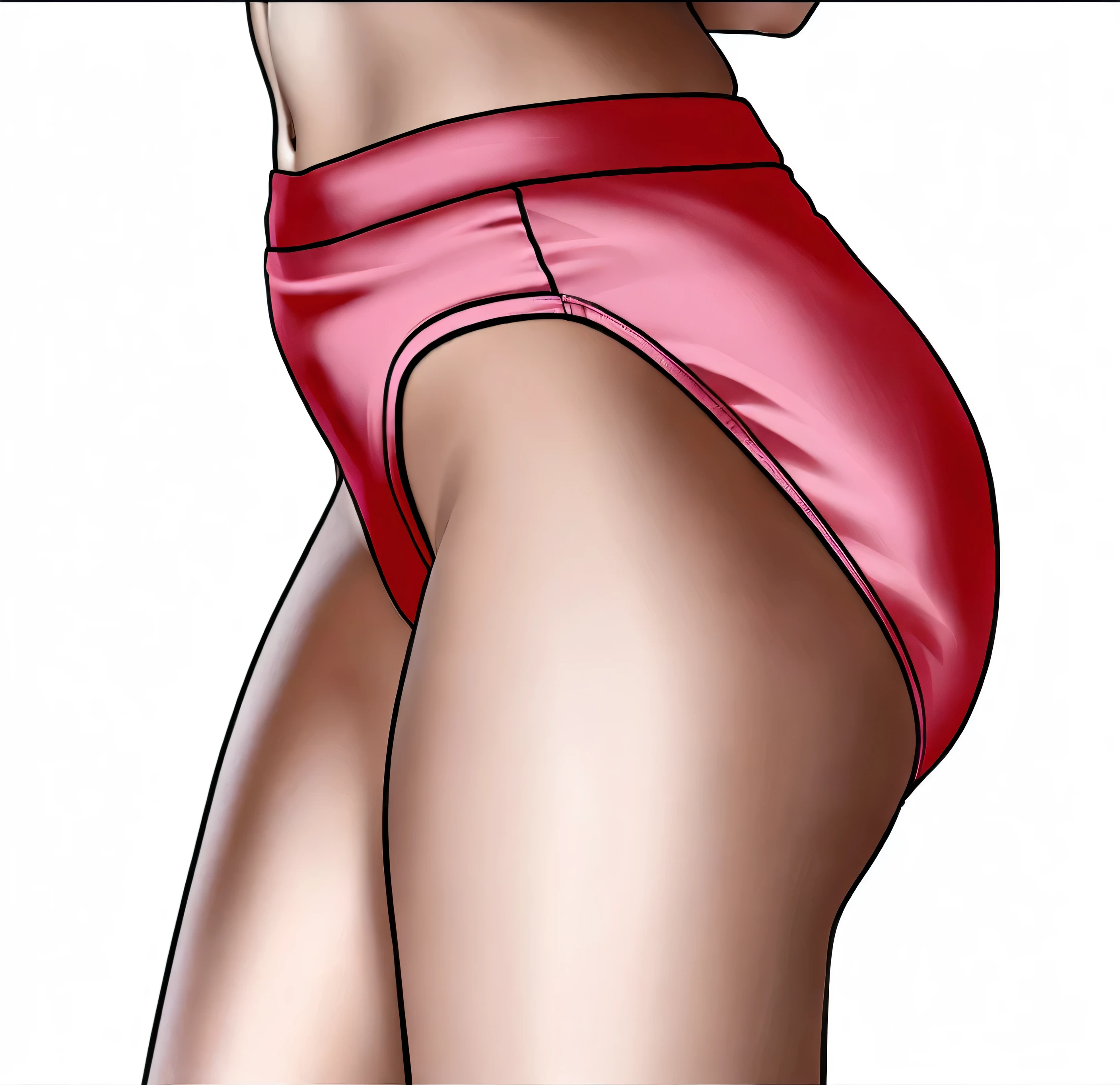 ((masterpiece, best quality)), ((30 year old)), (((Curvy))), ((Latina)), in ((pink cotton high cut panties)), ((big hips)), (((side view))), (((realistic art style)))