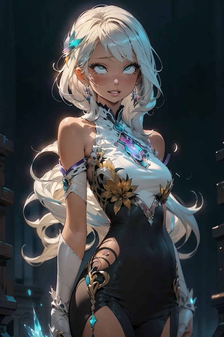 (((masterpiece))), (((best quality))), ((ultra-detailed)), (hyperrealistic), (highly detailed CG illustration), ((extremely delicate and beautiful)),cinematic light, (full body:1.2), 1girl, solo, graceful and enchanting figure, radiating an aura of elegance, intricate facial features, mesmerizing eyes with vibrant colors and delicate shading, white hair, (ahegao:1.2), (ahg:1.2), climax face, (rolling eyes:1.4), shivering, trembling, in agony, (reaching the climax:1.4), blush, embarrassed, tongue out, drool, (head facing upwards:1.1),clothing with elaborate patterns, flowing fabrics and rich textures, reflecting a blend of fantasy and contemporary fashion, no underwear, no bra, hard nipples, open chest, under boob, side boob, environment showing mystical realm filled with magical elements, vibrant colors, dynamic lighting, detailed background elements to create a sense of depth and immersion , latest trends in anime art, lighting effects, from the top artists on ArtStation and their exceptional execution of various art styles and themes , (cowboy shot:1.4), high-resolution artwork to showcase intricate details and clarity.