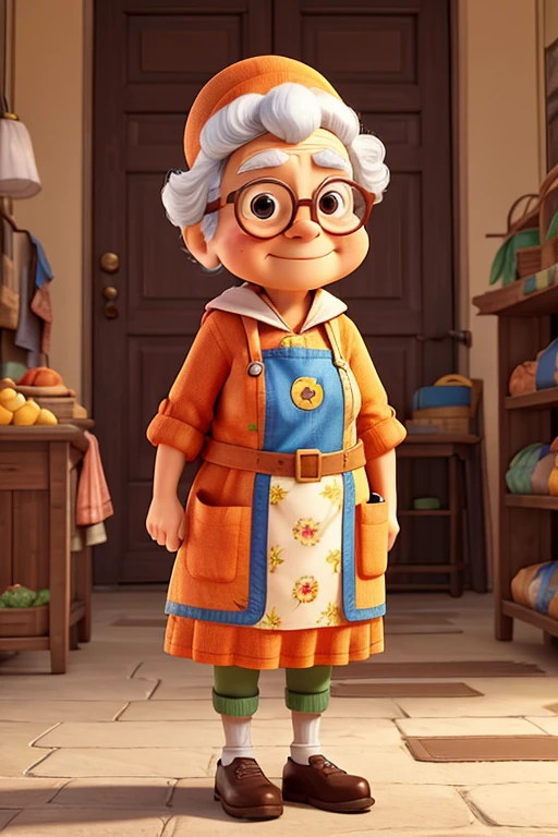 Nome: Grandma Goose Brief Description: A lovely and welcoming figure, Grandma Goose is an elderly goose dressed in a flowered apron and round glasses. Seu olhar gentil e sorriso no rosto transmitem sabedoria e afeto. She is committed to finding the best deals on the internet to help her "netinhos" a economizar nas compras. The mascot's colors are happy and vibrant, reflecting a sense of comfort and confidence.