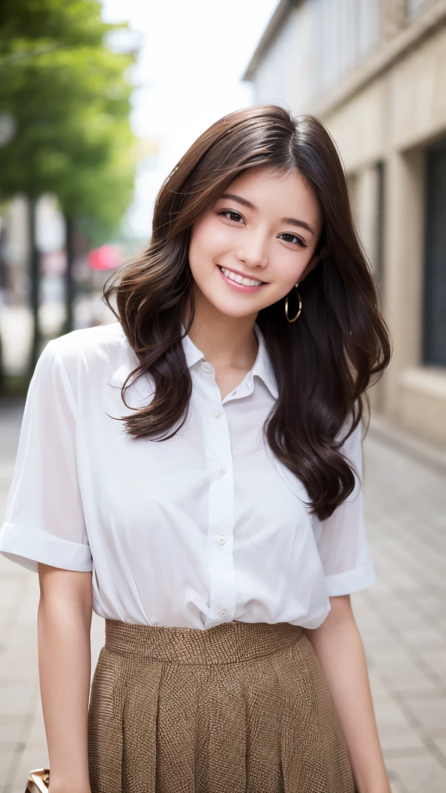 Highest quality、Highest quality、masterpiece、Highest pixels、Young Japanese woman、One woman、Brown Hair、Late 20s、White skinny pants、Long Hair、Smile、sunlight、sexy、