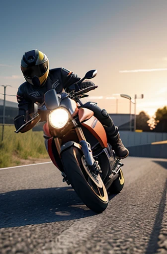 there are many people riding motorcycles on a track at sunset, racers, game illustration, game cg, detailed game art illustration, cycles 3 d render, background artwork, high speed action, motorcycle concept art, daniel maidman octane rendering, cycles4d render, motorbikers race in hell, race track background, octane cgsociety, game art