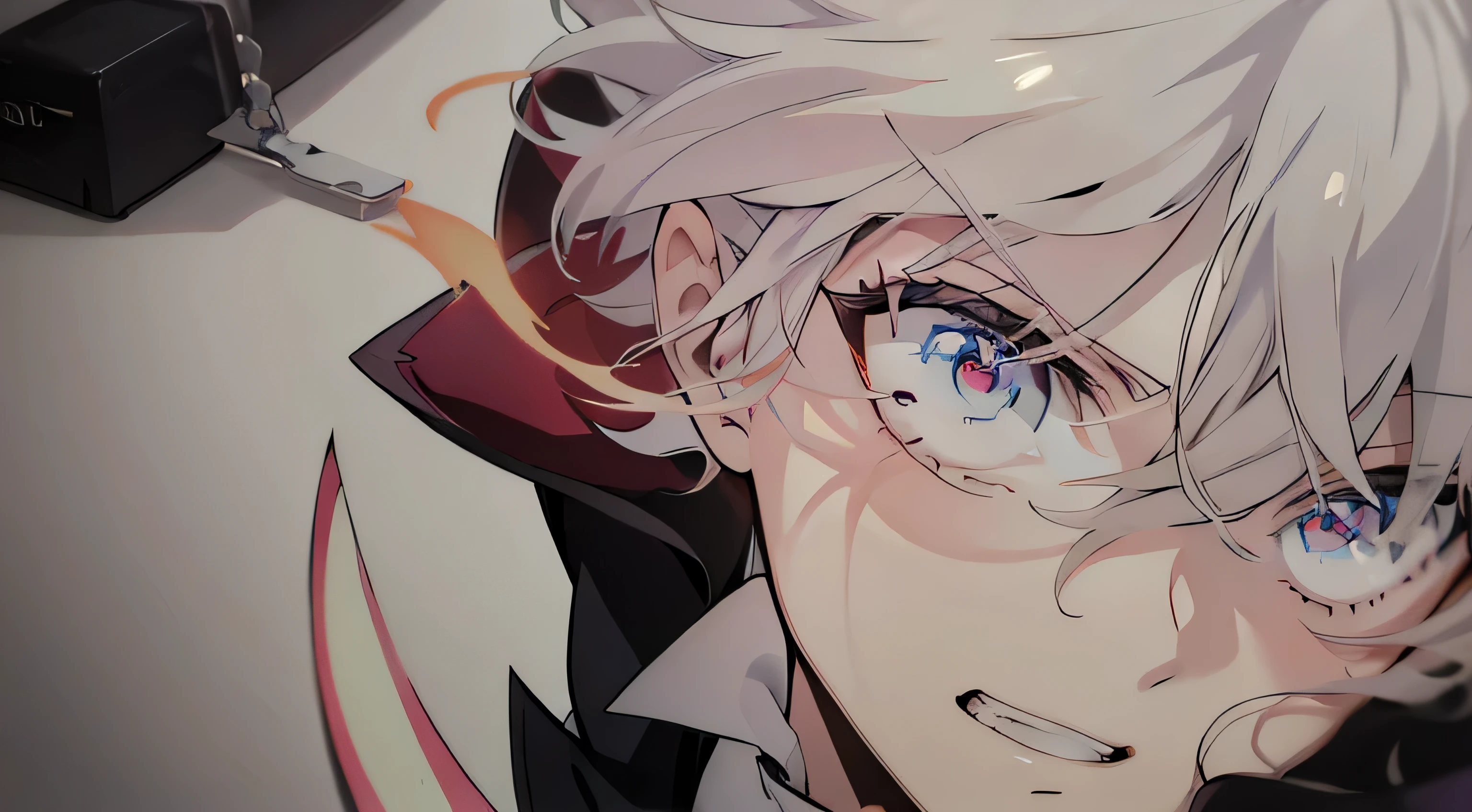 um homem personagem de anime com cabelos brancos e olhos avermelhado segurando uma pequena adaga, cabelos prateados, best anime 4k konachan Papel de parede, chave visual, badass anime 8 k, principais visuais do anime, Nagito Komaeda, arte principal do anime, 8k!, anime key art sharp focus, acionar estilo de arte de anime, Papel de parede!, The World's Finest Assassin anime style