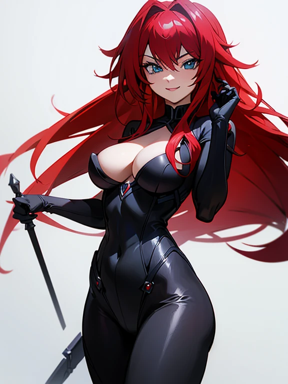 Rias Gremory, black widow cosplay, smile, cowboy shot, highly detailed, HD, 4K, Masterpiece, highres