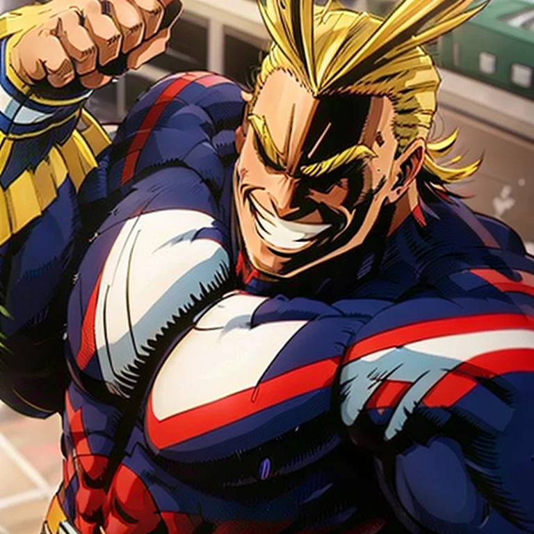 Allmight, smile, antenna hair, hyper muscular male,