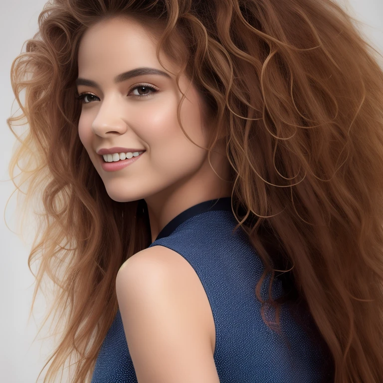 (masterpiece, best quality:1.2), 1 girl, full body, front face, hyper realistic, 8k, high detailed, ultra-detailed,  Real Skin Texture, solo, looking at viewer, clean background trending, beautiful detailed brown eyes, long eyelashes, messy hair, frizzy hair, matted hair, smiling, leggins