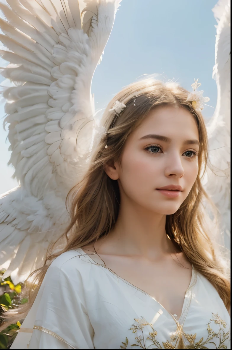 best quality,4k,8k,highres,masterpiece:1.2),ultra-detailed,(realistic,photorealistic,photo-realistic:1.37),white-winged angels,portraits,soft lighting,angelic faces,golden halos,flowing white robes,heavenly glow,graceful poses,sublime beauty,ethereal atmosphere,divine beings,pure and divine colors,sacred surroundings,luminous white feathers,serene expressions,holy radiance,heavenly garden,peaceful and serene background,heavenly choir,sun-kissed faces,cherubic smiles,angelic presence,eternal peace and tranquility,celestial harmony.