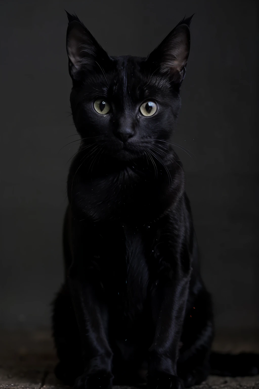 A black cat in the dark