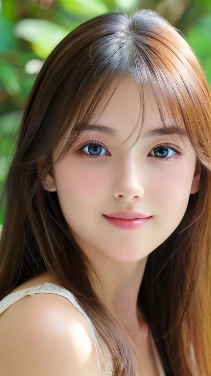(((32k,Attention to details,Attention to detail、masterpiece,Attention to detail,alone))),RAW Photos & Realistic atmosphere,Beautiful dark blue eyes,Mouth details,glossy lips,Thin eyebrows,Beautiful Eyes、Soft white skin that shines in every detail、sheの深い黒色の目はとても美しいです,Lip details、Very beautiful face,Very beautiful face、A vivid face,Beautiful, shining lips,Beautiful Eyebrows,Infinite Reality, Realistic Young Gravure Idol,she'she'she'she'she'Very cute woman , Young Gravure Idol, Young Gravure Idol, とても美しくてかわいいBeautiful 21 year old girl,Incredibly beautiful and elegant,Beautiful 21 year old girl,Natural soft light,(Shiny Hair,,Beautiful and kind eyes:1.5),A kind smile,Shapely breasts,Medium Long Hair,Beautiful posture,No makeup,Looking Ahead,
