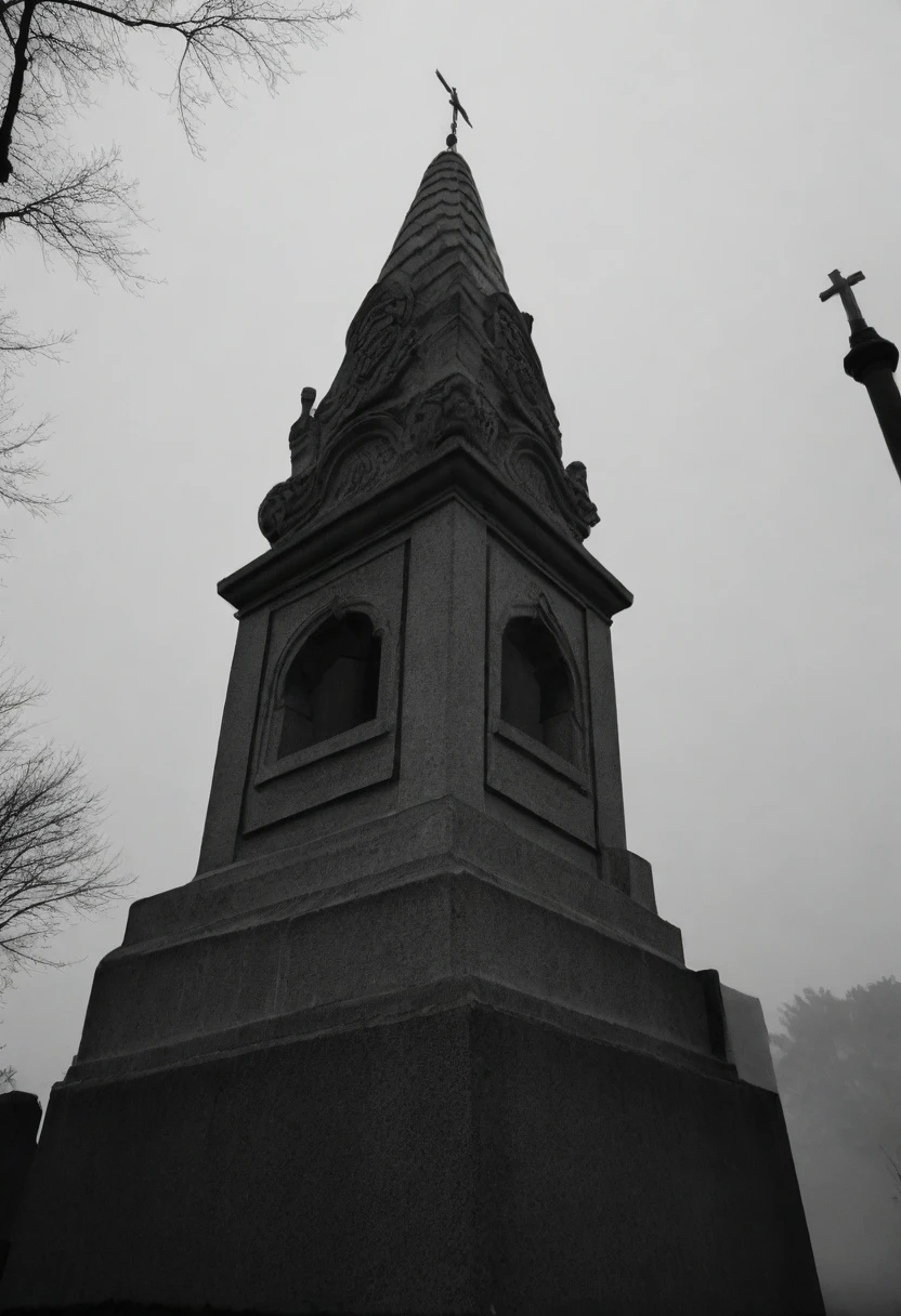vintage, black metal style vintage distressed black and white xerox of an evil cemetery at night with fog sorrounding the graves, seen from below, {{{masterpiece}}}, best quality, {{top quality}}, (black metal album cover), black and white pencil ansel adams picture of the experience of madness in the context of depression