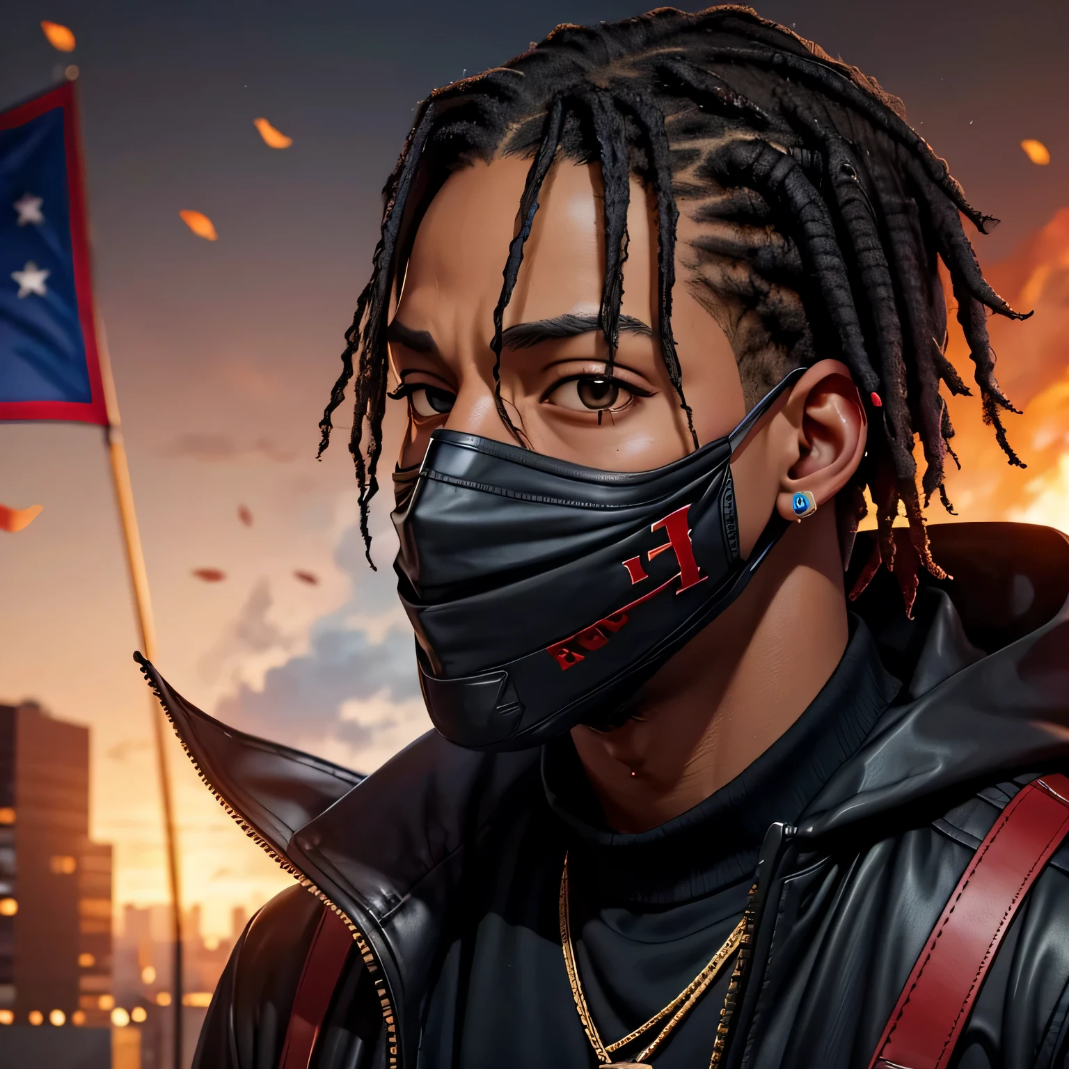 boy with trump look with mask, rapper travis scott