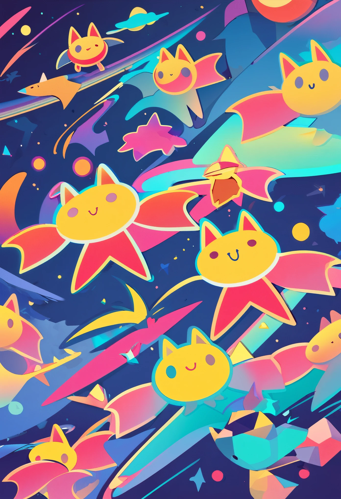 vector illustrations, Solid coating, A simple animal made by combining linear shapes, Pop atmosphere, Cute design, Cute animal characters,