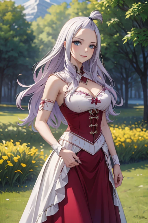 (best quality,4k,8k,highres,masterpiece:1.2),ultra-detailed,realistic,photorealistic:1.37, Mirajane Strauss with a beautiful smile wearing a cowboy outfit 