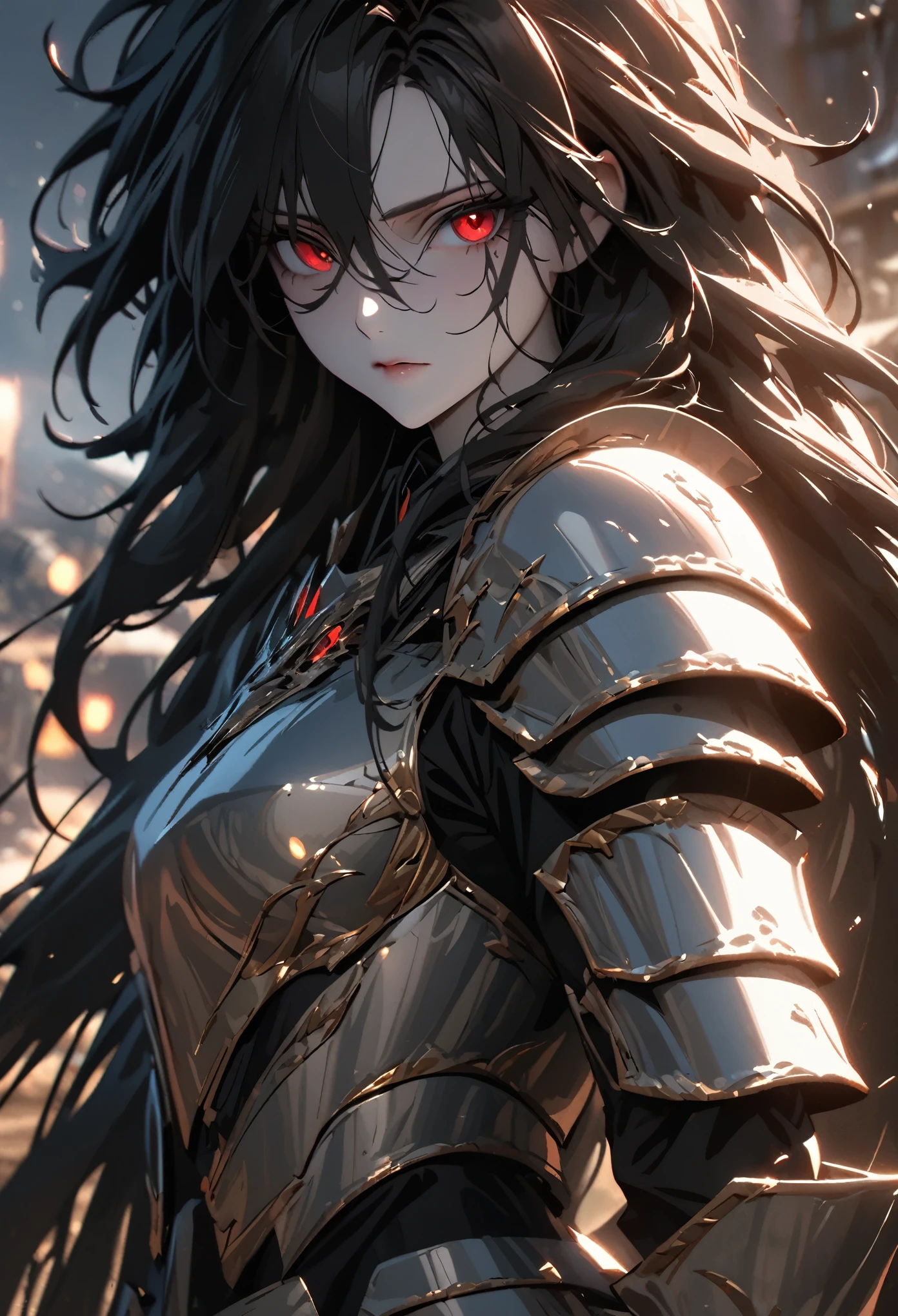 (solo), black hair, messy hair, mane hair, extra long hair, dense hair, wild hair, expressive hair, mature,(25 year old), pale skin, red eyes, ((man)), wearing a silver armor, armored arms, armored legs, claws,, beautiful, attractive, eye reflection, depth of field, thunder aura,cinematic lighting, ray tracing, depth of field, cinematic lighting, ray tracing, UHD, high details, best quality, highres, high quality, award winning, super detail, masterpiece, 8k, UHD, high details, best quality, highres, high quality, award winning, super detail, masterpiece, 8k, digital art, anime coloring, body shot, good face, perfect face, detailed face, good eyes
