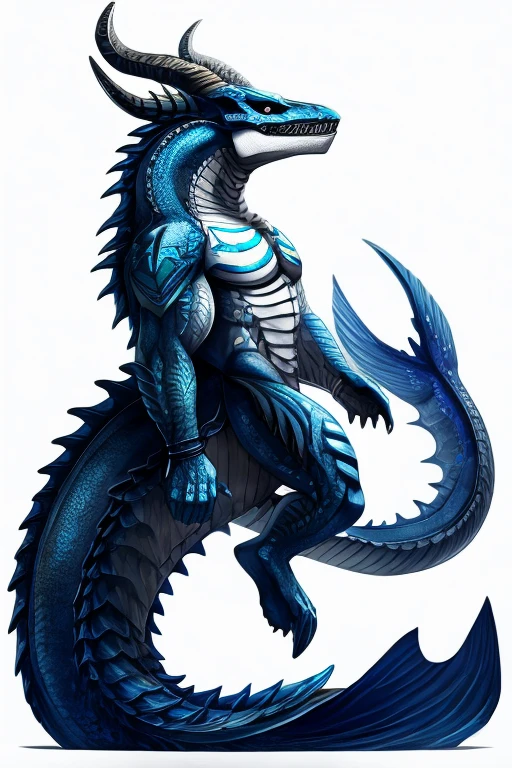 Leviathan, male k9 skull, horns, white background, sea creture, whale, grey, bioilumincence, full body,