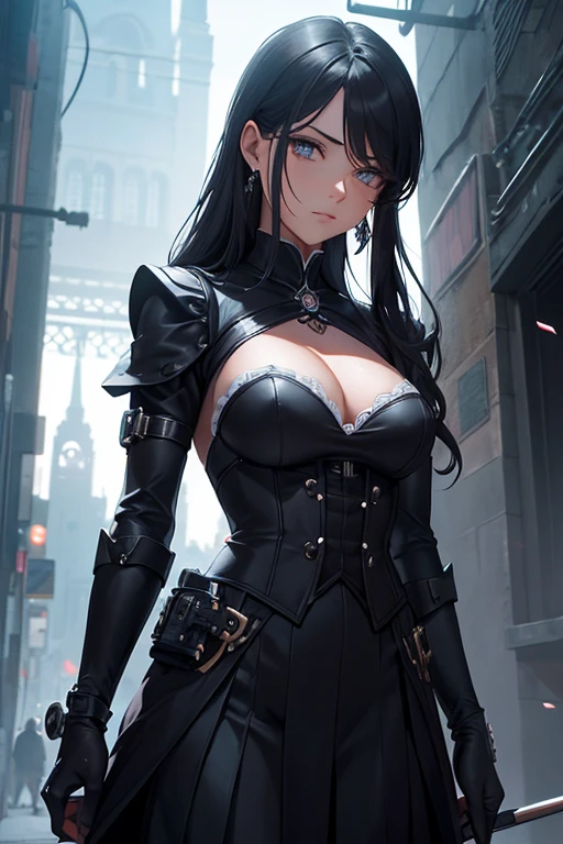  Church saint glass corset(dress),higheels,Gothic, veil,religious witch,chocker,GtsGiga,Rampage, cityscape,camera panning up intense low angle,gratebelt,lwcey pantyhose,smug holier than you attitude,judgemental stare,furrowed brow,best quailty,masterpiece, Gtscity, giantess ar,veil covering facet
