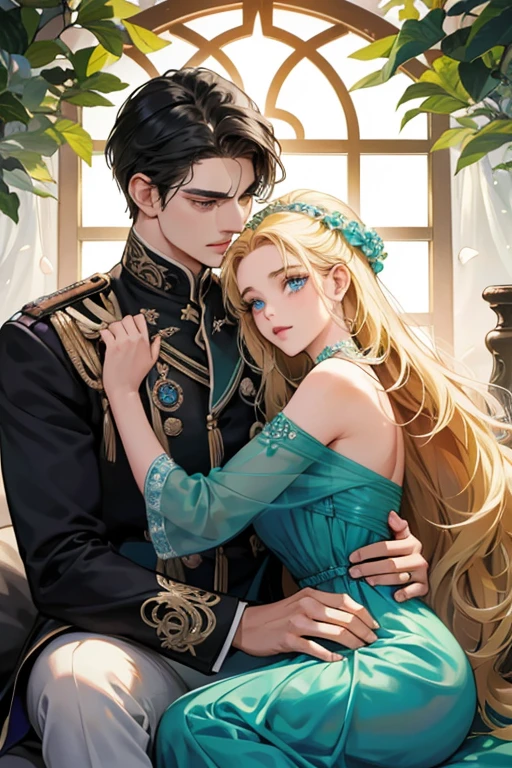 (obra de arte, a Casal, alta qualidade, melhor qualidade) The royal Casal during the dance, The guy is a perfect blonde, blue-eyed aristocrat gave the impression of untouchability due to his excessively bright facial features.Uma garota com longos cabelos negros, olhos vermelhos. Very close to each other. Uma garota com um lindo vestido verde escuro, uma bela figura, muito perto de um cara, hugging enthusiastically, luar, Beautiful facial features, desejo, romance, Casal, elegance. the cover of a romance for adults, boa qualidade, Postura Sensual, olhares lascivos. as cores do rei,handsome androgynous prince, cavaleiro e princesa, delicate androgynous prince, estilo de arte romantismo, visual chave de anime elegante, retrato real, Uma garota com longos cabelos negros, cabelo cor de resina, olhos vermelhos, Pele clara, vestido verde claro. Fundo: The royal garden at night. Luz da lua. Girl black hair olhos vermelhos, cara cabelo dourado olhos azuis, 25 anos, rosto detalhado, manly man passionately hugs a girl, a girl is a princess of an enemy country with long black hair and olhos vermelhos, um homem com cabelos dourados e olhos azuis, cores contrastantes, passionate relationship, uma garota com um vestido verde justo com decote, a , rei masculino em traje real, depois da bola, Antecedentes do Jardim Real, the lighting is cold, intimacy between the Casal, passion. Um homem muito sexy, . A girl is sitting on a man&#39;s lap, a passionate pose, uma linda garota, muitos detalhes. homem loiro, Garota de cabelos escuros, attraction between Casal, pose sexy, addiction