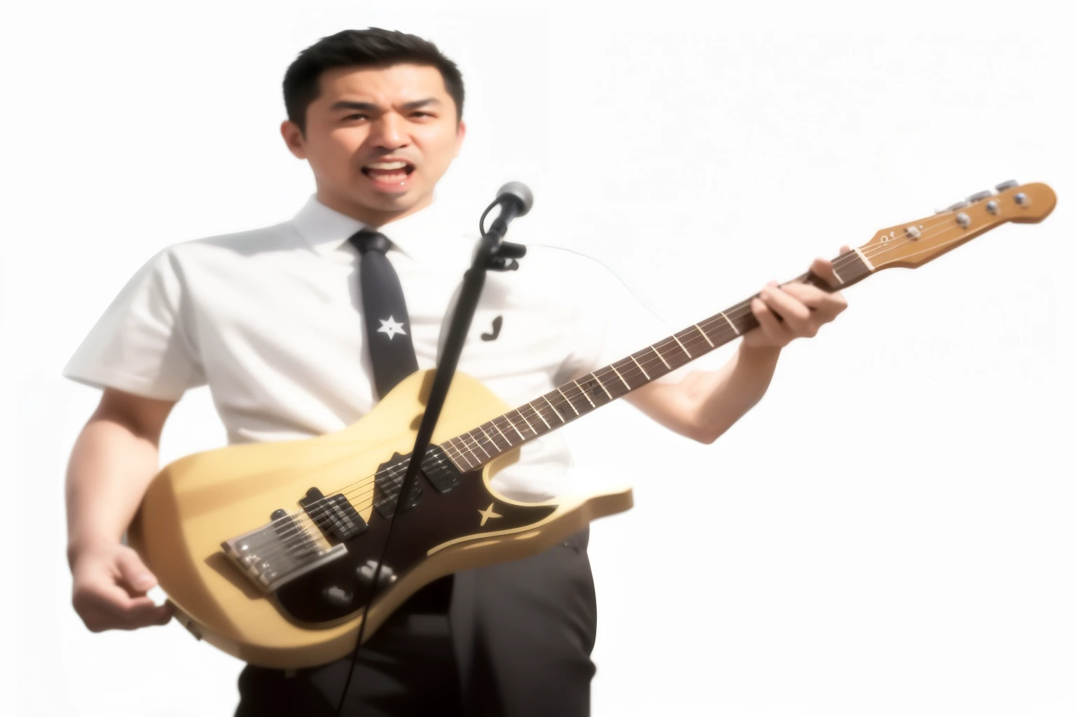Arabian man wearing a tie playing guitar、Singing into a microphone, steve jen, Lead guitar, andrew thomas fan, Peter Hsiao, guitarist, Ruben Wu, Album art, tanaka suguru, Johnny Wang, I love you Michael, Guitar solo, Brian Sam, jeremy cheung, ryan jia, Profile photo, Choose Woo, daisuke tsutsumi