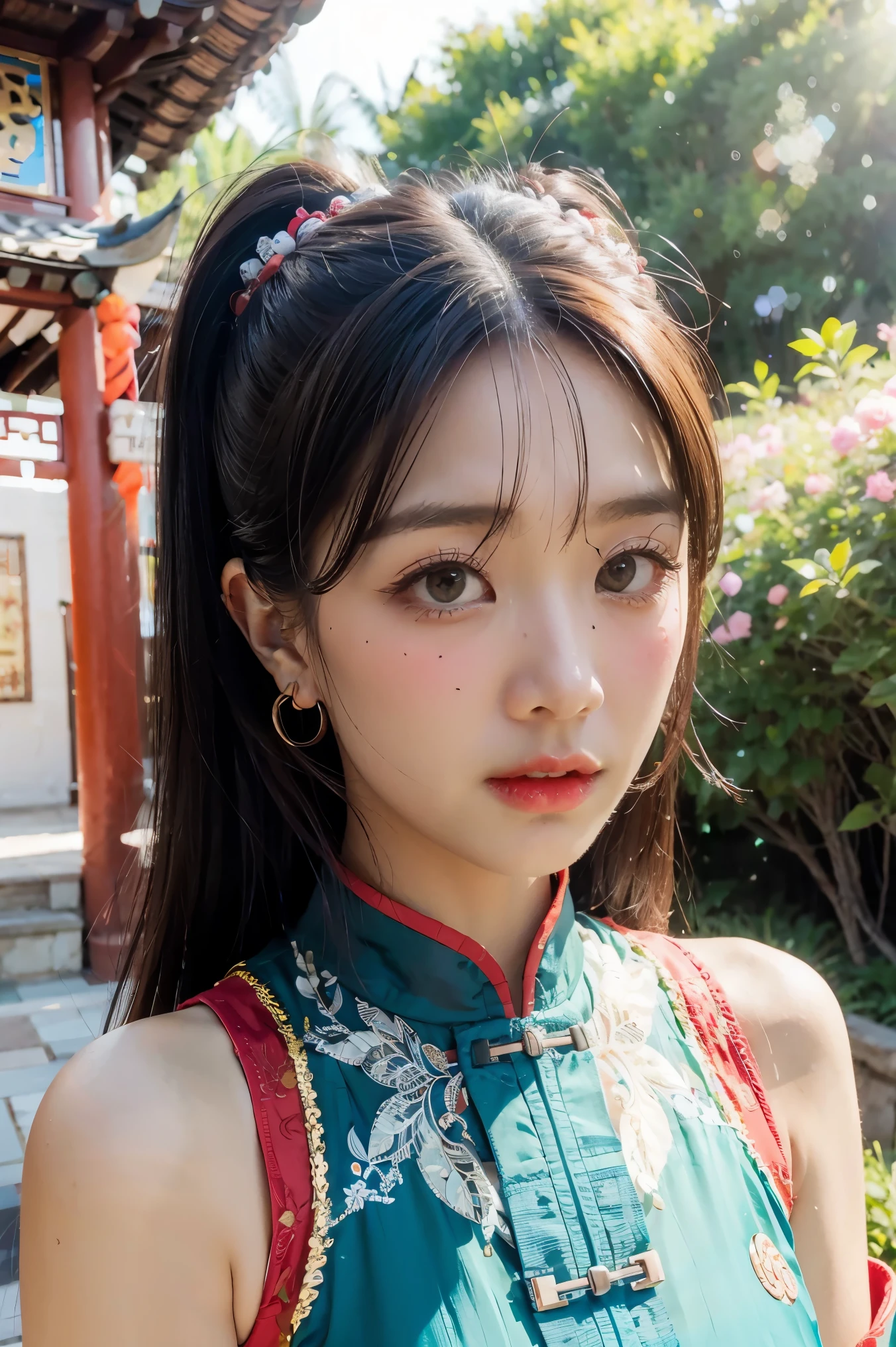 A girl, ancient Chinese costume, whole body, sunshine, clear face, clean white background, masterpiece, super detail, epic composition, ultra HD, high quality, extremely detailed, official art, uniform 8k wallpaper, super detail, 32k