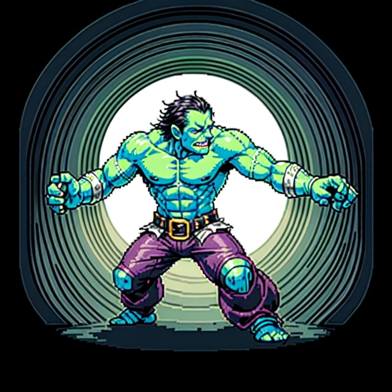 (masterpiece, top quality, best quality), pixel,pixel art,1man,frankenstein monster,black suit,blackhair,punch power,full body,