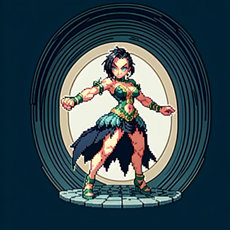 (masterpiece, top quality, best quality), pixel,pixel art,1women,frankenstein monster,blackhair,punch power,full body, 
 