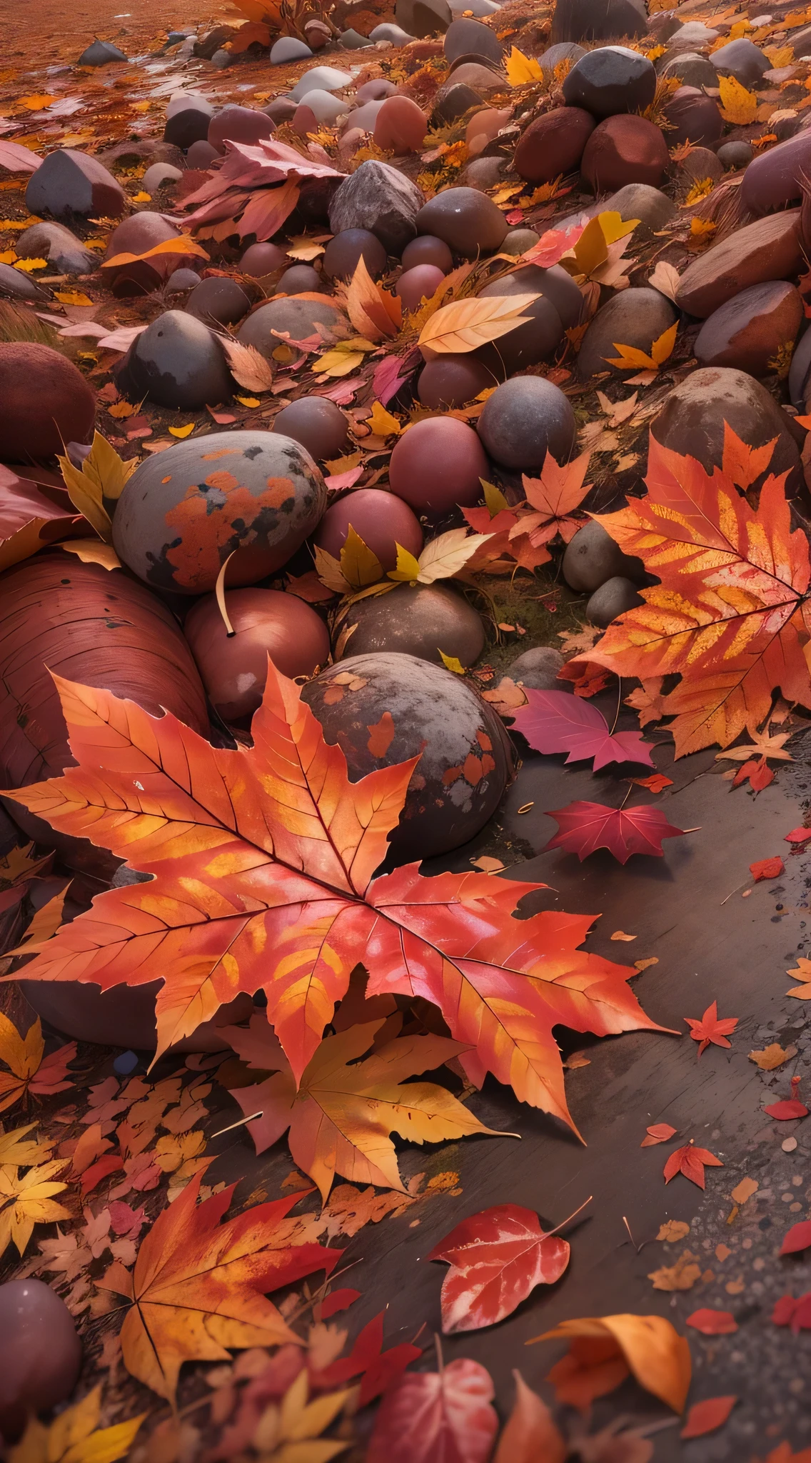 Fantasy autumn with brown fallen leaves, Movie, Very detailed, HD