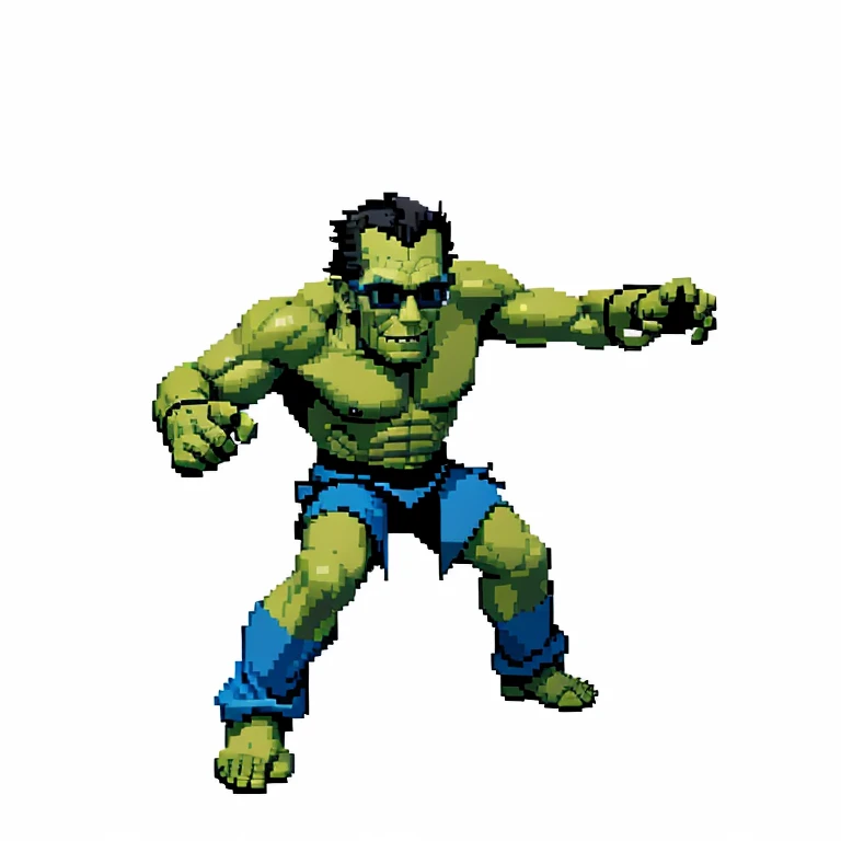 (masterpiece, top quality, best quality), pixel,pixel art,1man,frankenstein monster,glasses,blackhair,punch power,full body, 
 