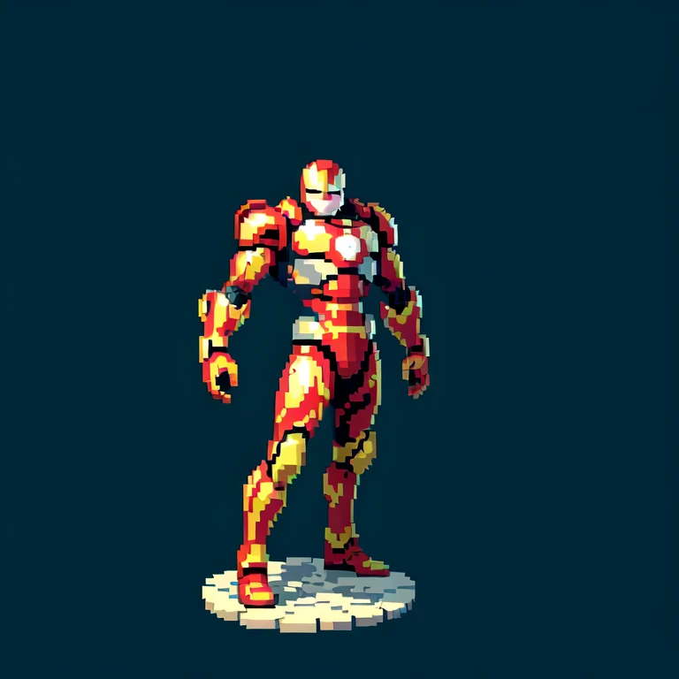 (masterpiece, top quality, best quality), pixel,pixel art,1man,ironman,unch power,full body, 
 