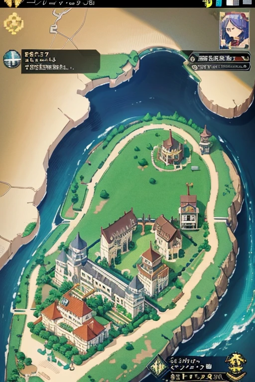 fantasy world, estilo isekai de anime, zona de comercio en la playa, estilo pixel art