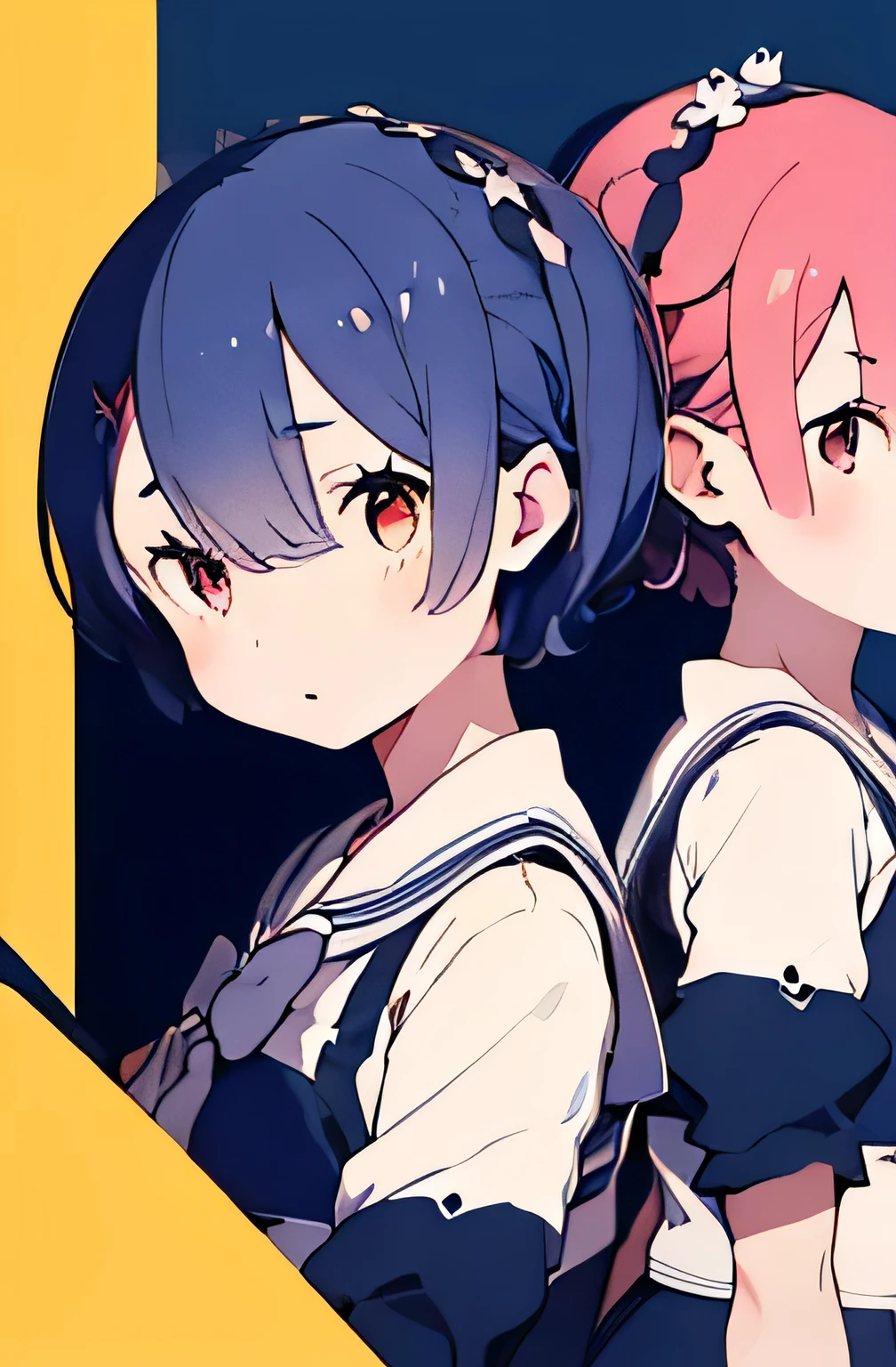 ((twins)),2girl, sailor suit, (Best illustration),