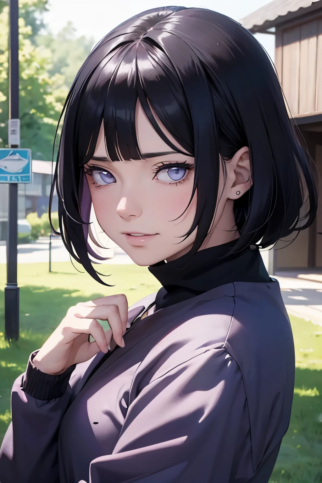 2d, _todler_, {{6 }}, RPG character in Naruto alternative universe by Masashi Kishimoto, specially in hyuga clan; Appearance base is Wraith from Apex Legends, with byakugan-soft lilac eyes, kind and soft expression making her look swwet; joyfull, short and dark hair (with shades of dark blue); artwork in modern Japanese animation style, 8k high definition quality, masterpiece, {{high detailed eyes}}, grain filter, high resolution, extremely detailed, portrait, Anatomically accurate, girly reddish cheeks; (highest quality:1.3), {{dutch angle}}, {{smiling todler}}, {{inocent}} ((byakugan)), ((young))