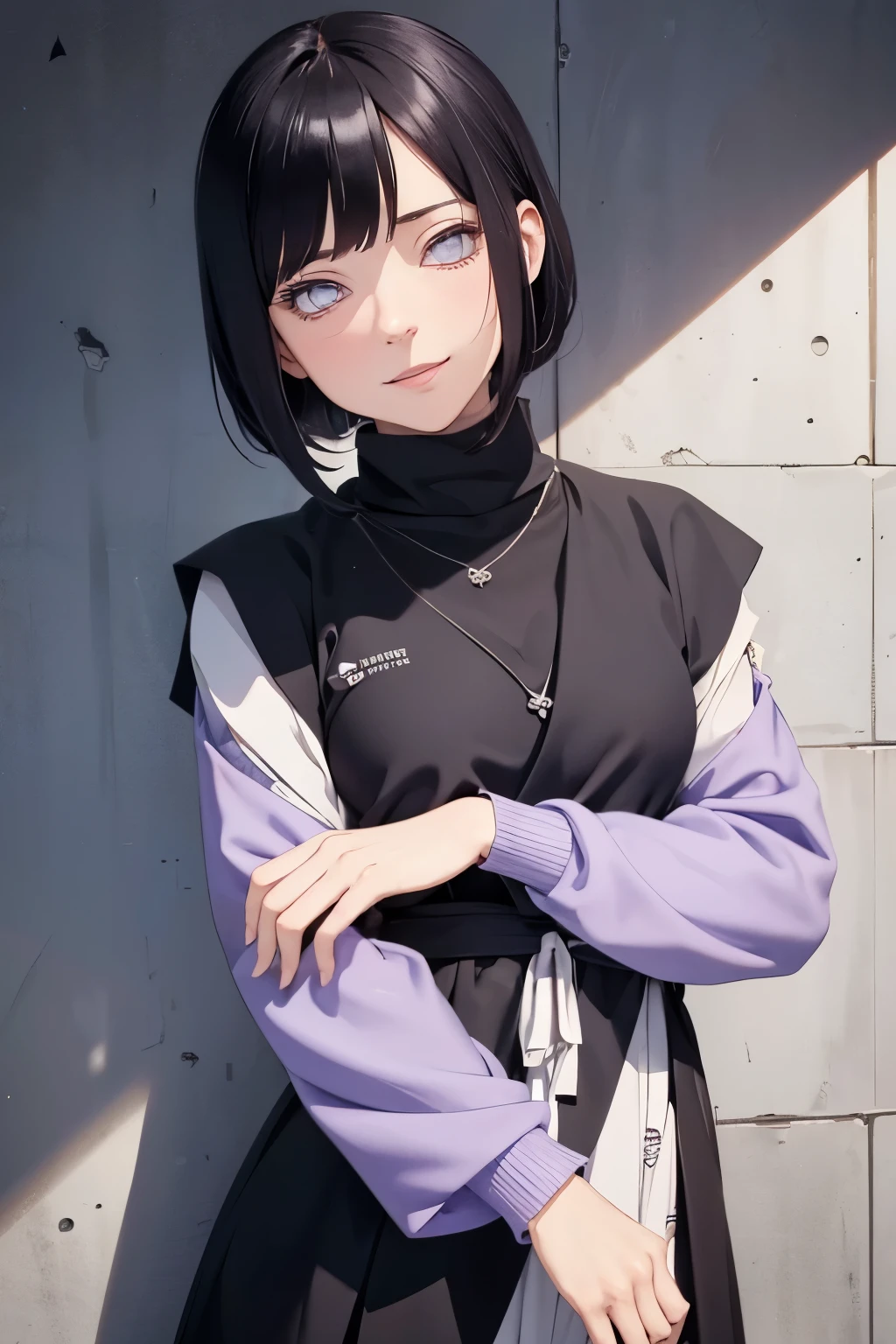 2d, _todler_, {{6 }}, RPG character in Naruto alternative universe by Masashi Kishimoto, specially in hyuga clan; Appearance base is Wraith from Apex Legends, with byakugan-soft lilac eyes, kind and soft expression making her look swwet; joyfull, short and dark hair (with shades of dark blue); artwork in modern Japanese animation style, 8k high definition quality, masterpiece, {{high detailed eyes}}, grain filter, high resolution, extremely detailed, portrait, Anatomically accurate, girly reddish cheeks; (highest quality:1.3), {{dutch angle}}, {{smiling todler}}, {{inocent}} ((byakugan)), ((child))