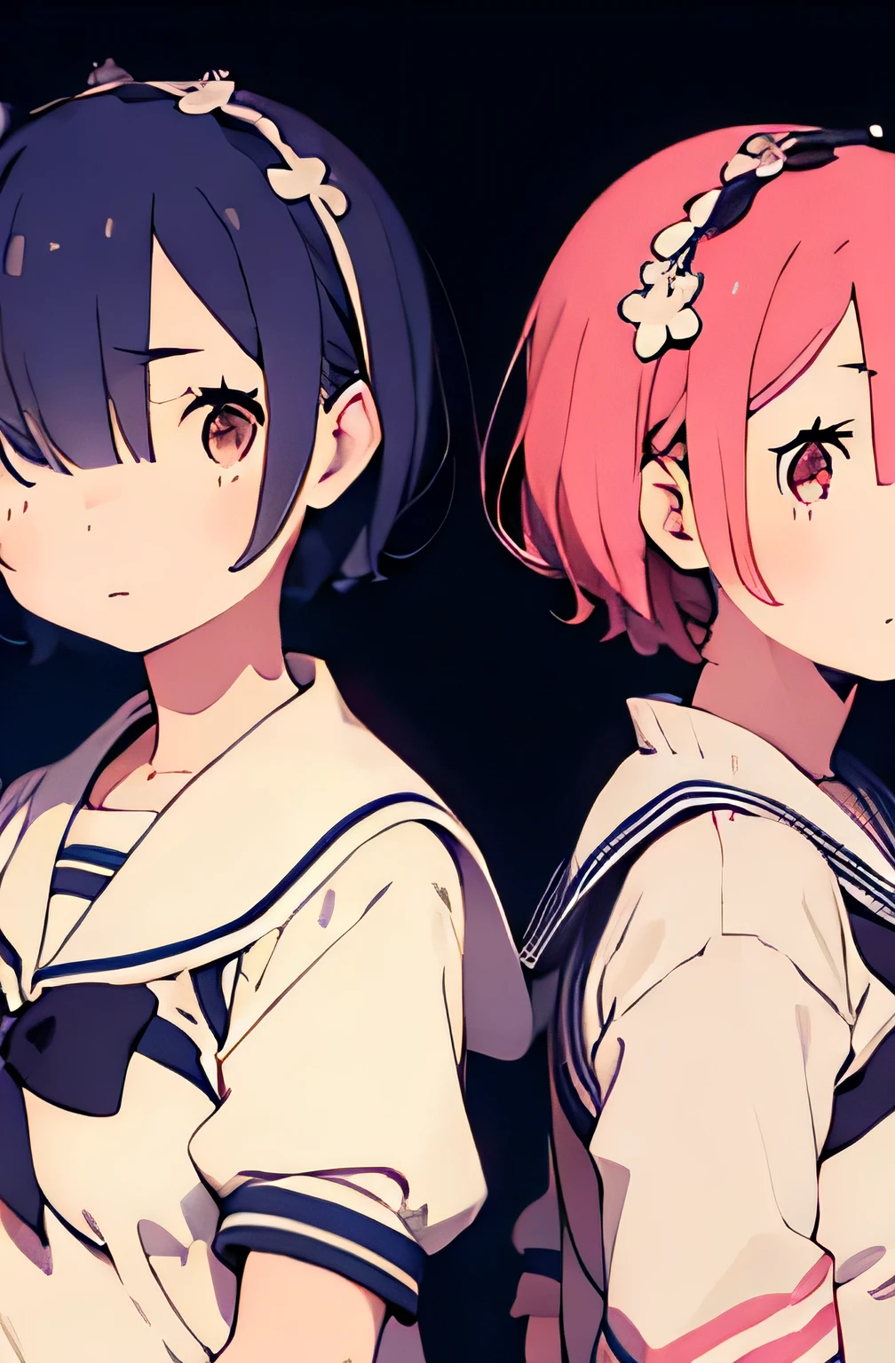 ((twins)),2girl, sailor suit, (Best illustration),